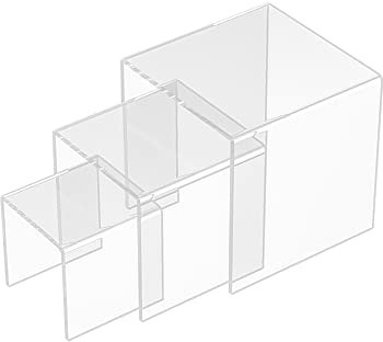 Sezanrpt Square Acryl Display Risers 3pcs, klare Showcase Display Regale für Sammelobjekte, Acryl Display Regale für Figuren, Parfüms, Cupcake, Süßigkeiten Dessert mit 7.6x10x12.7CM