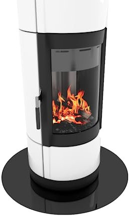 BIJON Funkenschutz-Platte Schwarz mit polierter Kante, Glasplatte Kaminofen | Kaminschutz mit ESG Sicherheitsglas | Kamin Zubehör | Kamin Glasplatte | Kreis Ø 40cm, 6mm