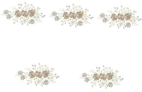 Beavorty 5pièces Épingles à Cheveux Perles Handmade Avec Fleurs Barrette De Mariage Élégante Pour Femmes Et Filles