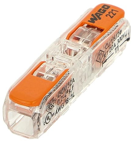 Wago 221 Inline Universal Verbindungsklemme für weiche und starre Drähte 2x4mm² - Box mit 60 Stück