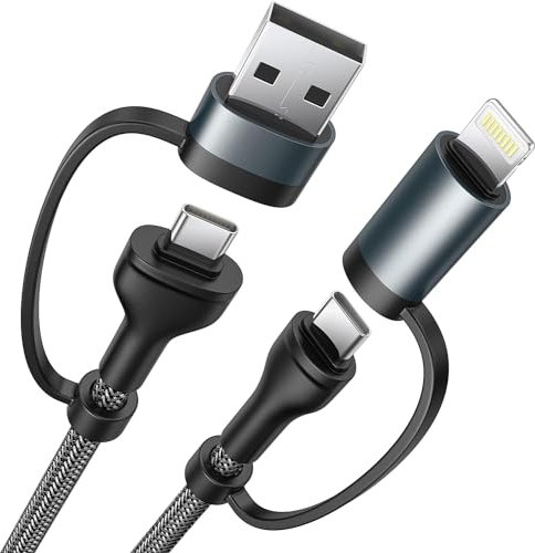 Multi USB Kabel Universal Ladekabel,4 in 1 Schnellladekabel 60W Multi Ladekabel mit USB C/A auf Lightning,USB C/A auf Type C for iPhone 16/15/14/13,Samsung Galaxy S25/S24,iPad,Huawei(2M)