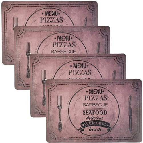Marrakesch 4er Set Elegante Bedruckte Tischset 43 x 28 cm Groß- Stilvolle Platzmatten Seafood 1 als Akzente für Ihren Esstisch