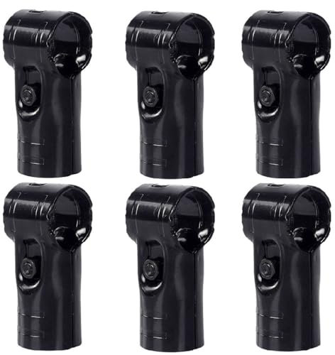 6 juegos de conectores de abrazadera de tubo en T, abrazaderas de valla de eslabones de cadena negra, acoplamientos de abrazadera en T para tubos OD de 28 mm, pernos y tuercas incluidos