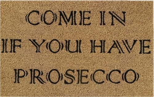 Cost Wise Natural Coir 60cm x 40cm heavy duty doormats with rubber base with humorous message (prosecco)
