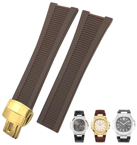 ORKDFJ Gummi-Silikon-Uhrenarmband für Patek Philippe PP 5711 5712G Nautilus Armband, 25 mm, Schwarz Blau Braun Uhrenarmband Sportarmband Herren, 25 mm, Achat