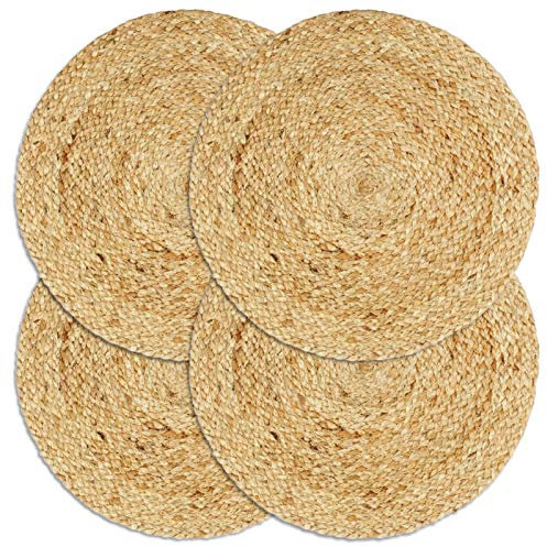 ARKEM Mantel Individual 4 Unidades Liso Redondo Yute Natural 38 cm salvamanteles imantado Bandeja Reyes Magos