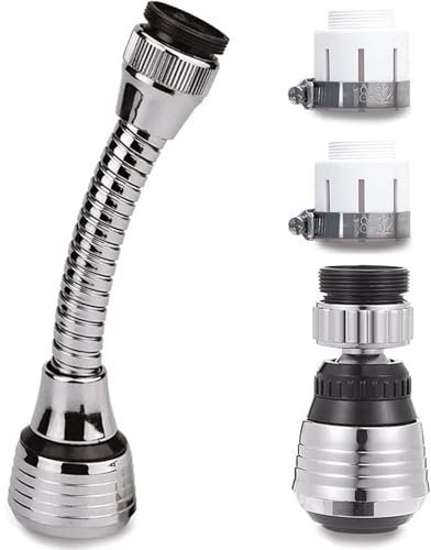Xrten 2pcs Flexible Robinet Cuisine, Douchette Evier Cuisine, Embout Robinet Cuisine, Rallonge Robinet de Cuisine, Aérateur Robinet Cuisine (15 cm, 2 Modes)