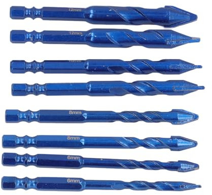 8 teiliger Hochfester Exzenter Spiralbohrer, 6, 8, 10, 12 Mm, Schrägkopf Exzenterbohrer mit Aufbewahrungsbox, 1/4 Zoll Sechskantschaft Spiralbohrer Set für Stein, Glas, Marmor,