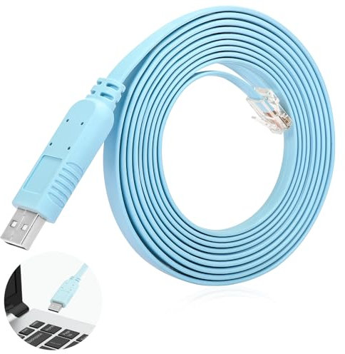 FTDI 6FT/1.8m USB to RJ45 Cable for Cisco Routers & Switches - RS232 Console Cable with FTDI Chip, Windows/Mac/Linux Compatible