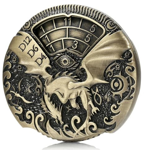 DNDND 7-in-1-Spinner-DND-Würfel-Set aus Metall mit großer Geschenkbox für Dungeons, Drachen und Tischspiele (Messing)