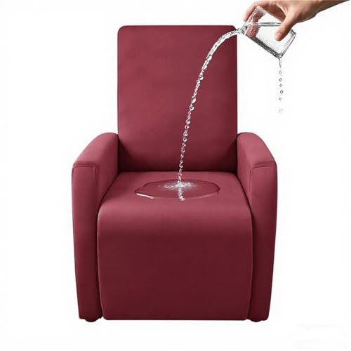 YCDZSW Ruhesessel Bezug, Stretch Recliner Sofabezug, Sessel überzug Mit Taschen, Stretchhusse Für Liegesessel Relaxsessel Massagesessel, Fernsehsessel Bezug (Rot)