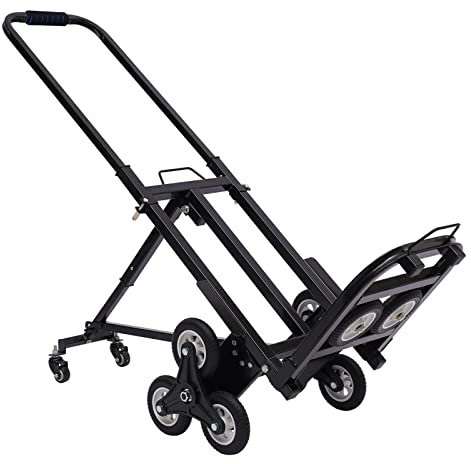 Hopfällbar säckkärra, 46 x 25,5 cm trappklättrare trappvagn 10 hjul trappklättrare 150 kg lastvagn staplingsvagn för transport av varor under 330 pund