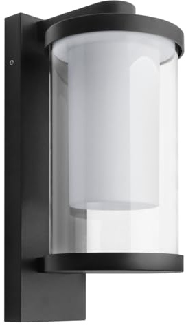 Garden Outdoor LED Wall Lantern Opal Diffuser Black Porch Light Cylindrical Glass Lamp Shade 4w Warm White ZLC379