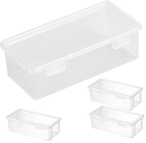 HONMEET 4stücke Transparentes Kunststoff Schreibwarenetui Mit Druckknopfverschluss Stapelbare Bleistiftbox Für Büro Und Schule Großes Fassungsvermögen Für Künstlerstifte Und Zubehör