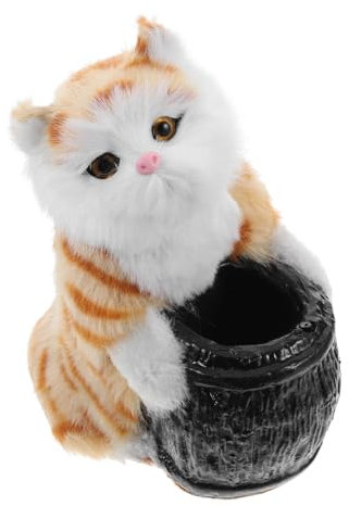 Gadpiparty Pot À Crayons En Forme De Chat Réaliste En Peluche Douce Décoratif Pour La Maison
