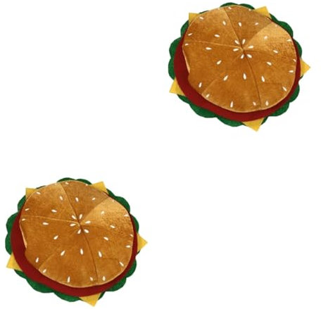 TOBBOMEY 2stücke Burger Hut Cosplay Mütze Lustige Kostüm-haube Aus Vliesstoff Für Partys Festivals Und Halloween Bequeme Kreative Fotorequisite Mit Ansprechendem Burger-design