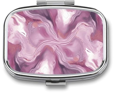 Reise-Pillen-Organizer, tragbare Pillendose mit 2 Fächern, Perlmutt-Violetter Marmor, Pillendose mit Spiegel, kleiner Pillenhalter, täglicher Pillenbehälter, dekorativer Vitamin-Organizer