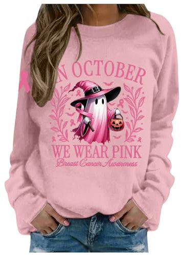 Générique Sweat à Capuche Femme Octobre Rose Sweat à Capuche Sensibilisation au Cancer du Sein d'Octobre Sweatshirt Ruban Rose de Sensibilisation au Cancer du Sein Style Sport Cardigan (XXL)