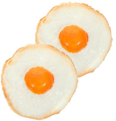Gatuida 4pcs Simulated Fried Egg Props Fake Food Desktop Decor for Pretend Play and Photoing