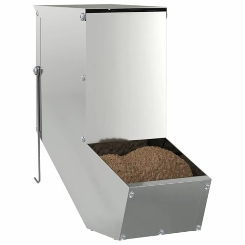 vidaXL Kaninchenfütterer Silber 12,5 x 26 x 28,5 cm Verzinkter Stahl, Garage, rechteckig, Moderne Designelemente, clevere Räume und praktische Anordnung für zeitgemäße Wohnungen