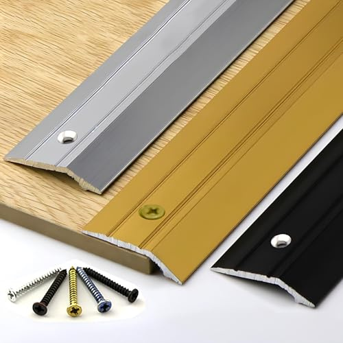 Aluminium Übergangsprofil Gelocht Übergangsleiste Breite 25mm Übergangsschiene Wasserdicht Bodenleiste Zum Schrauben(Black,25mmx90cm)