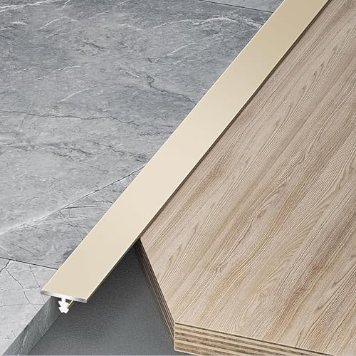 T-Profil Aluminium Übergangsprofil 3x100cm Schmale Zierleiste/Abschlussprofil Kratzfest & Abriebfest für Innenbereich für Türblatt Schublade Kleiderschrank Fliesen & Boden(Kaffeemilch,Breite: 10mm)