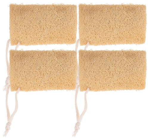 VILLCASE 4pcs Natural Loofah Sponge Dish Wash Brush with Supple and Comfortable Texture, Easy to Use Kitchen Loofah Sponges for Effective Cleaning and Scrubbing