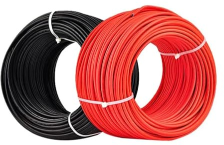 Cable fotovoltaico 14/12/10 AWG 2.5mm2 4mm2 6mm2 cable eléctrico(Red cable; 3 meter; 12 AWG-4mm2)