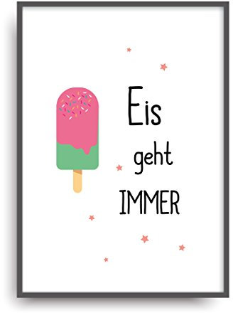 ALEMARG Kunstdruck Fine Art EIS GEHT Immer Geschenk Moderne Vintage Poster Print Plakat Deko Bild ungerahmt DIN A4