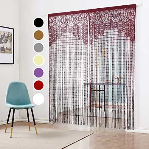 HSYLYM Lace Curtains Lightweight Soft Fine Texture Delicate Voile Lace Window Curtains for Living Room,Redviolet,90x200cm(35x78inch)