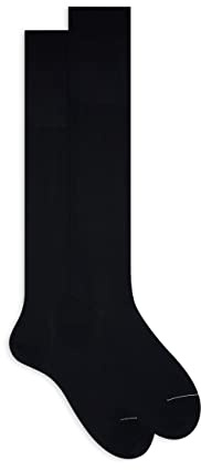 Calze lunghe uomo cotone blu tinta unita