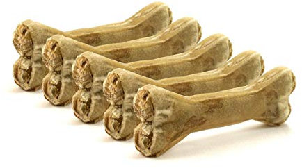 DOGBOSS 100% Natur Kauknochen Hundeknochen, Rinderhaut mit Hähnchen, 5 Stück 12 cm
