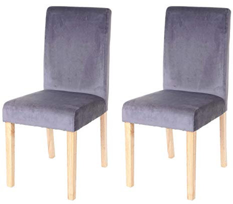 Mendler 2er-Set Esszimmerstuhl Stuhl Küchenstuhl Littau, Samt - grau, helle Beine