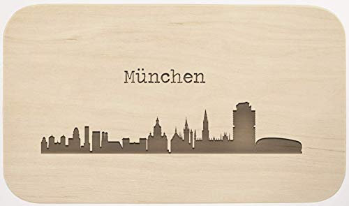 LIEBTASTISCH Frühstücksbrettchen Holz mit Gravur - München Motiv Vesperbrett Holzbrettchen - Schneidebrett Jausenbrett - Brettchen für Brotzeit - Brotzeitbrett Geschenkidee