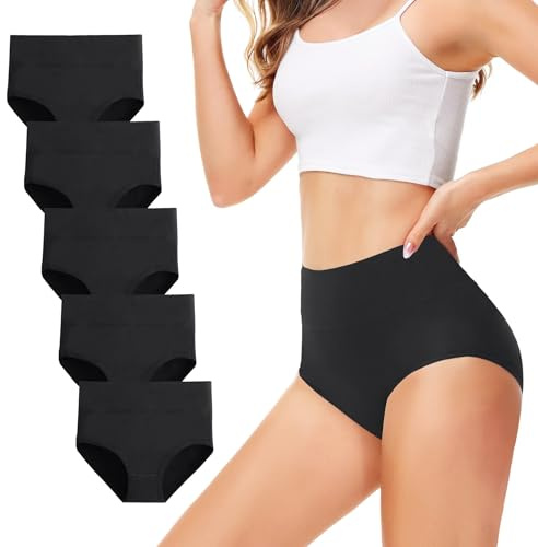 TUUHAW Mutande Donna Pacco da 5 Culotte Vita Alta Slip Cotone Mutantina Elastiche Pantaloncini Post Parto