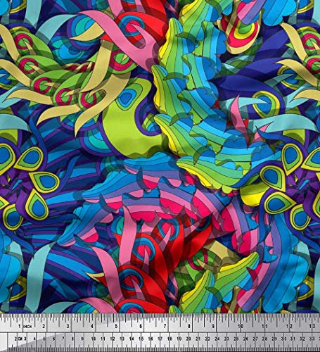 Soimoi Blau Viskose Chiffon Stoff Blutter kunstlerisch Stoff Meterware 42 Zoll breit