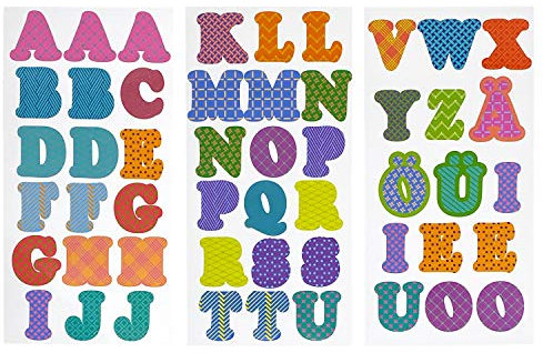 Oblique Unique® ABC Buchstaben Sticker Set 51 Alphabet Aufkleber mit Muster Kinder Lernen Bunt Schuleinführung Einschulung Deko Kinderzimmer