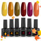 Senvenski Fall Gel Nail Polish Kit - UV/LED Nail Art Set with Yellow Orange Olive Red Burgundy Rose Peach Coral Pumpkin Colours | Manicure Gift Kit for Women, Professional Salon Home Use(CS6-030)