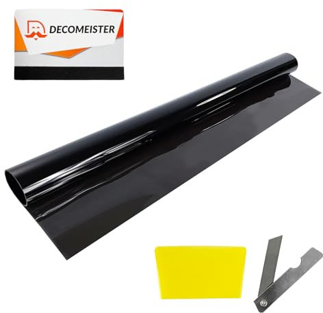 Tönungsfolie Fenster 75x300 cm | Sonnenschutzfolie innen selbstklebend für UV-Schutz & Privatsphäre | Verdunkelungsfolie ideal für Auto & Büro | Scheibentönungsfolie | VLT 25% Black