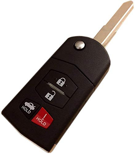 FOBTRONICS New 4 Button Replacement Flip Remote Key FOB Compatible for Mazda 3 5 6 RX8 CX-7 CX-9 MX-5 Miata RX-8 Remote key fob A68