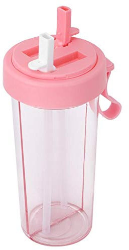 Dual-Use Bottle, 600ml Portable Two Straws Couple Water Bottle, Double Sided Drink Cup, Two-Layer Water Bottle for Outdoor Travel Sport(Pink)
