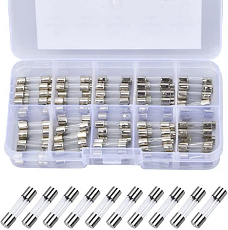 Vesaneae 100 Pz Fusibles de Vidrio de Fundición Rápida, 5 x 20mm Fusibles de Vidrio 250V 0.2A, 0.5A, 1A, 2A, 3A, 5A, 8A, 10A, 15A, 20A, Fusible de Tubo de Vidrio de Rápido Soplo