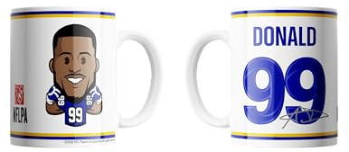 Great Branding - NFL Los Angeles Rams Aaron Donald Emoji Jumbo Becher, Weiß