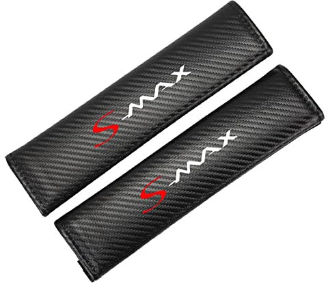 EAGLEG 2 Stück Gurtpolster Auto Kohlefaser Gurtschoner Weich Bequem Sicherheitsgurt Schutz für Fo-rd Smax S-max Innen Styling Zubehör,Black