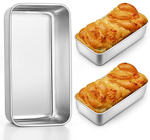 HaWare Brotbackform 3er Set, Edelstahl Kastenform Brotform, Rechteckig Toastbrot Backform Kastenbackform für Saftige Fluffige Brot/Kuchen - 23,5 x 12,6 x 6 cm, Gesund & Langlebig, Spülmaschinenfest