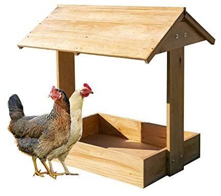 FINCA CASAREJO Sandkasten für Hühner und anderes Geflügel - Hübsches Holzmöbel - Sandbad für Geflügel - Pflege der Federn - Kasten mit Dach