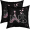 Paris Kissenbezüge 45x45cm 2er Set Kissenbezüge Weicher Eiffelturm Kissenbezug Kissenhülle Couchkissen Paris Valentines Dekor Dekorative Sofakissen Couchkissen für Couch Bett