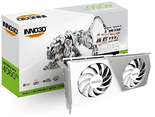 INNO3D Geforce RTX 4060 Ti 8 GB Twin X2 OC White Grafikkarte - 8GB GDDR6, 1x HDMI, 3X DP