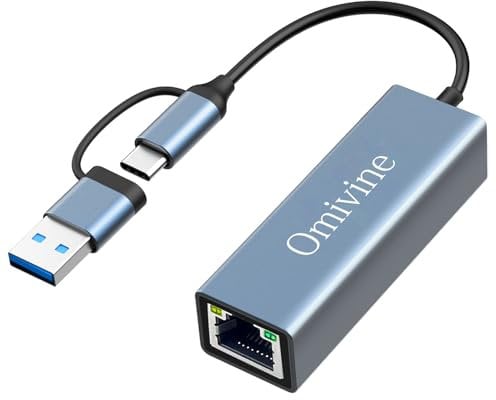 USB 3.0 to Ethernet Adapter with USB-C to RJ45 Gigabit LAN 1000 Mbps Wired Network, Ethernet to Type-C 10/100/1000Mbps Network Adapter for Windows XP, MAC OS, Linux, VISTA 7 8 10 11 and more