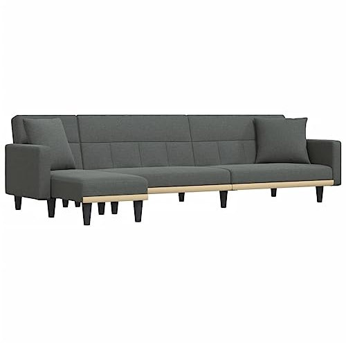 vidaXL Schlafsofa in L Form, Ecksofa mit Schlaffunktion, Bettcouch für Wohnzimmer, Couch Sofa Eckcouch Schlafcouch Samtsofa, Dunkelgrau Stoff